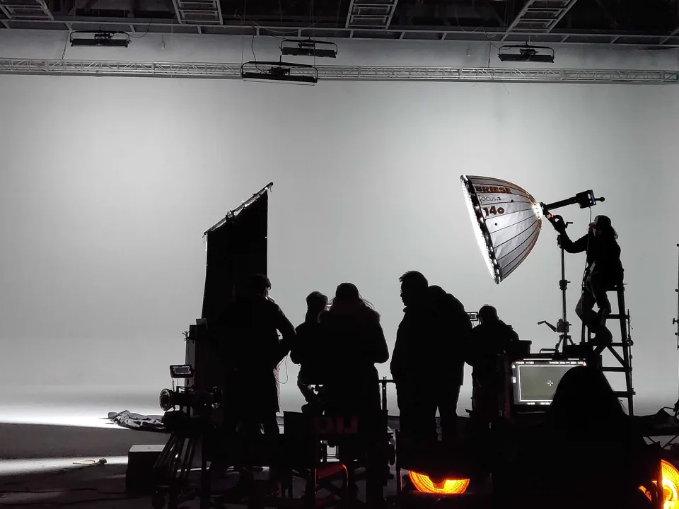 Luxury brand campaign crew filming in a studio in China